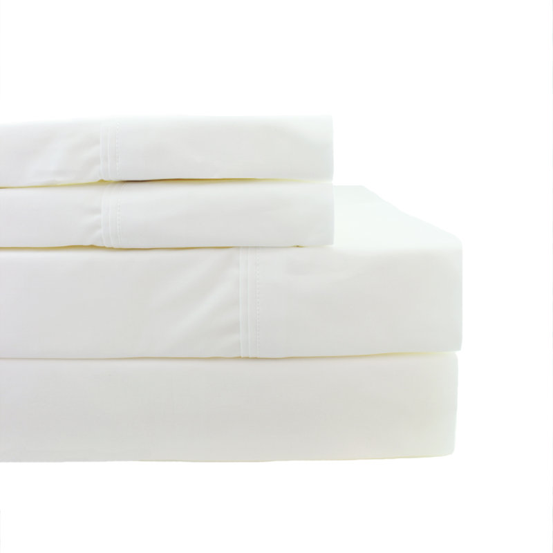 100% Cotton Percale Sheet Set, Twin, Bright White