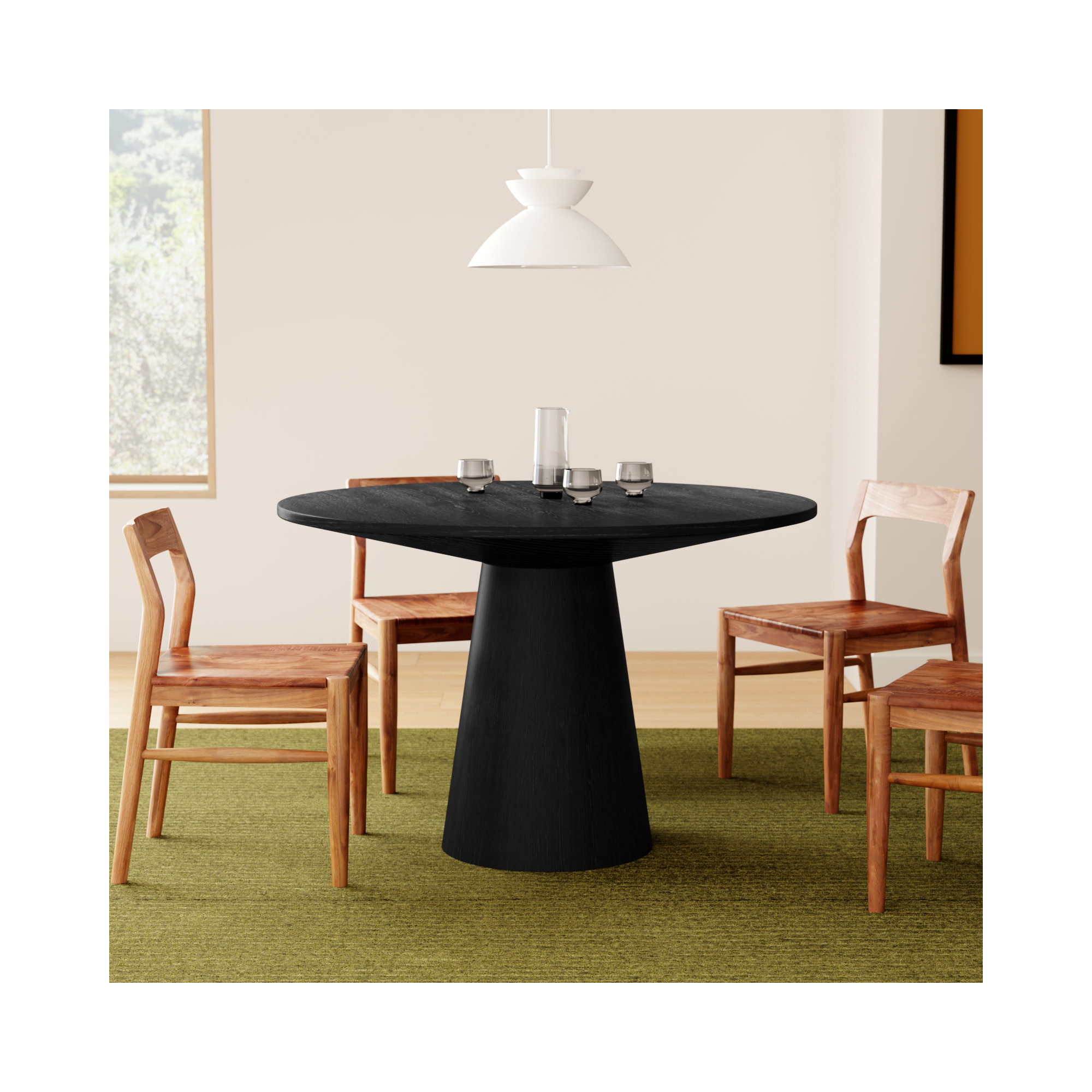 Astraea Pedestal Dining Table, 31"H x 47"L x 47"W, Black