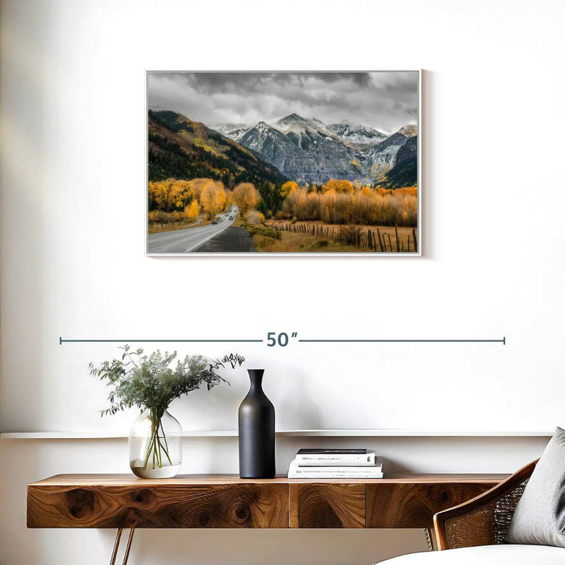 Route d'automne à Telluride, Cadre flottant blanc, 31 po x 21 po