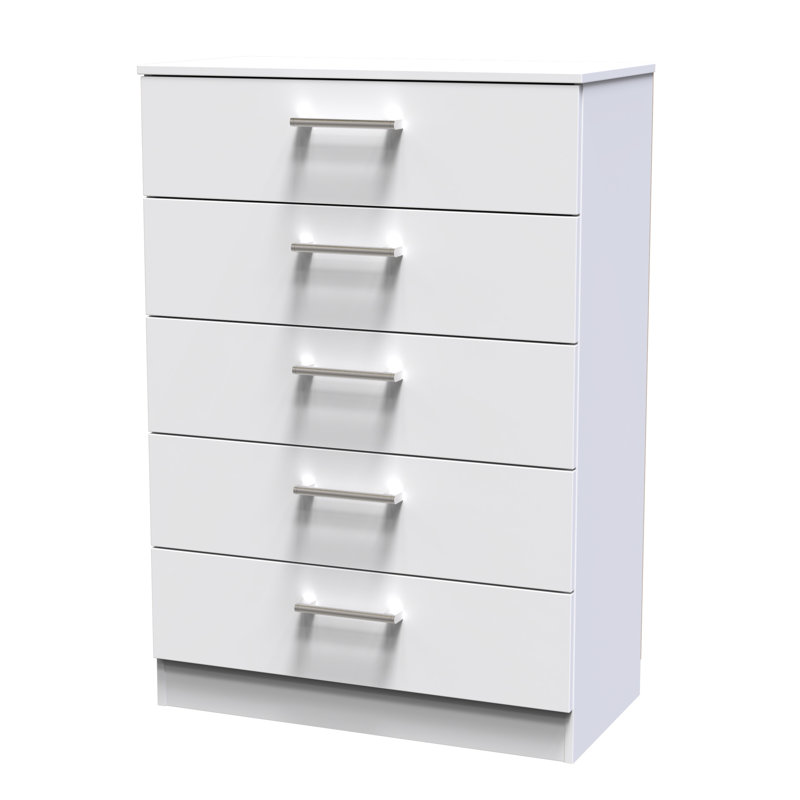 Devon 5 Drawer Chest Matt (Ready Assembled), White