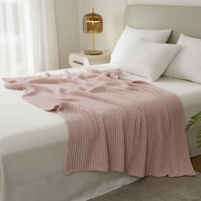 Chenille knit throw blanket