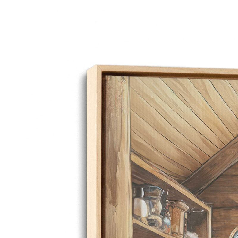 «Whispering Pines Cabin» par Nicole DeCamp, reproduction d'art, L 30 po x H 30 po, Érable, Toile avec cadre