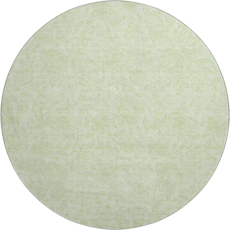Premium Machine Washable Prisco Aloe Rug, Round 8'