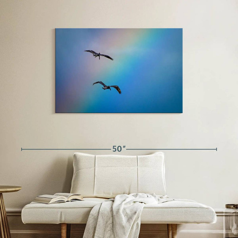 Brampt oiseaux et arc-en-ciel, H 26 po x l 39 po