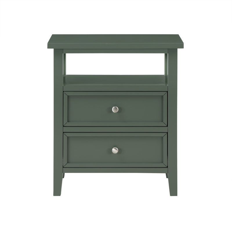 Weston Vintage Green 2 Drawer Nightstand, Antique Green