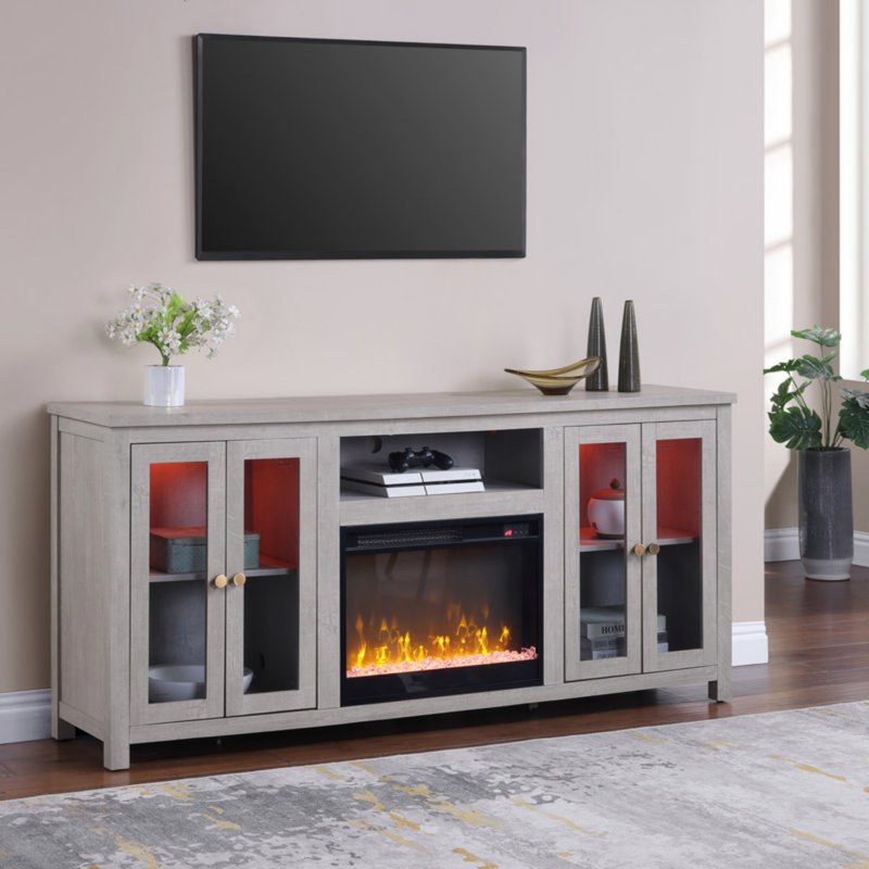 Console de foyer avec foyer et foyer, Gris clair
