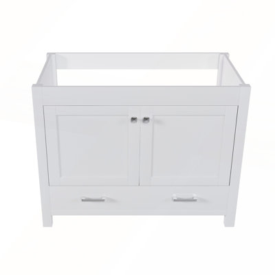 Meuble-lavabo 42 po sans lavabo, armoire de rangement multifonctionnelle avec portes et tiroir, cadre solide et panneau de fibres à densité moyenne (base seulement)