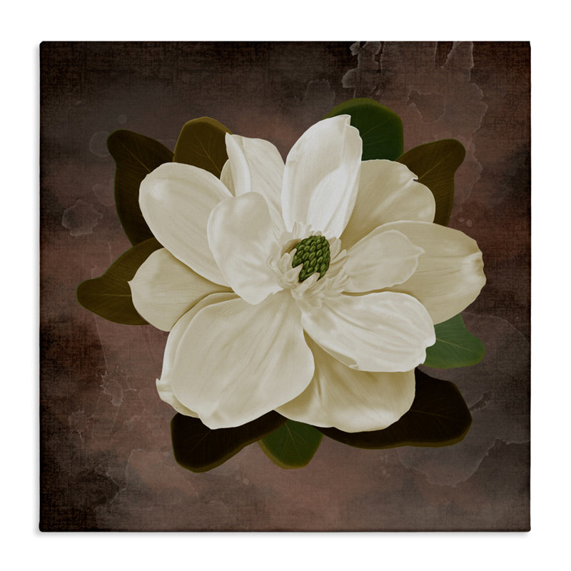 Magnolia sur toile brune, design par Jennifer Stith, 17" H x 17" W