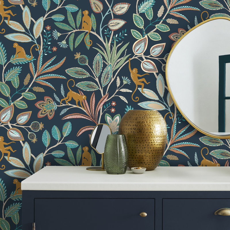 Kenzo Monkey Walk Wallpaper, Blue