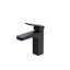 Robinet de salle de bain monotrou en laiton massif avec bec à grand arc - Robinet de meuble-lavabo moderne avec poignée simple et conduites d'alimentation en eau-36553890-49185340