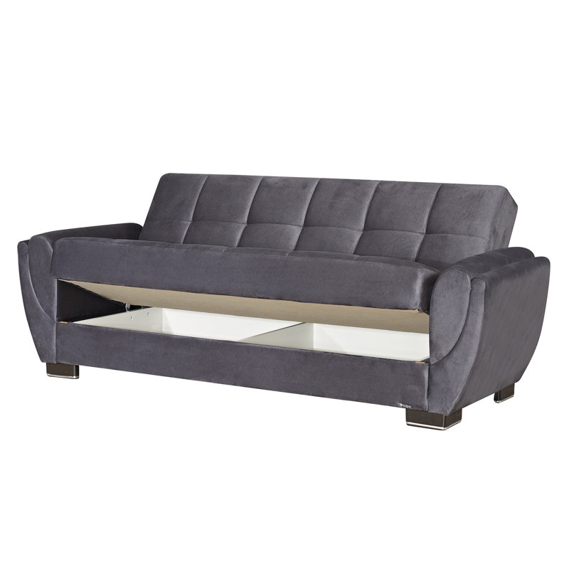 Canapé-lit rembourré convertible avec rangement, Gris