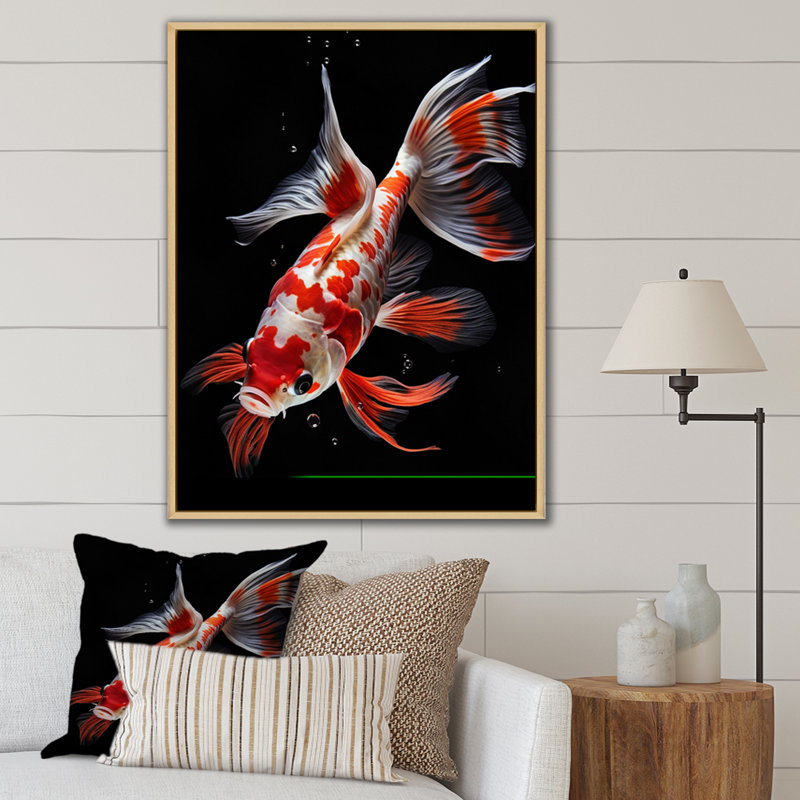 «Mikado Coral Kois Fish Vibrant Splendor I», reproduction sur toile flottante, Naturel, H 32 po x l 24 po x P 1 po
