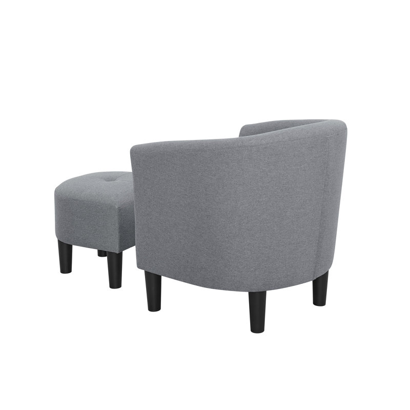 25.5" Wide Polyester Barrel Chair And Ottoman