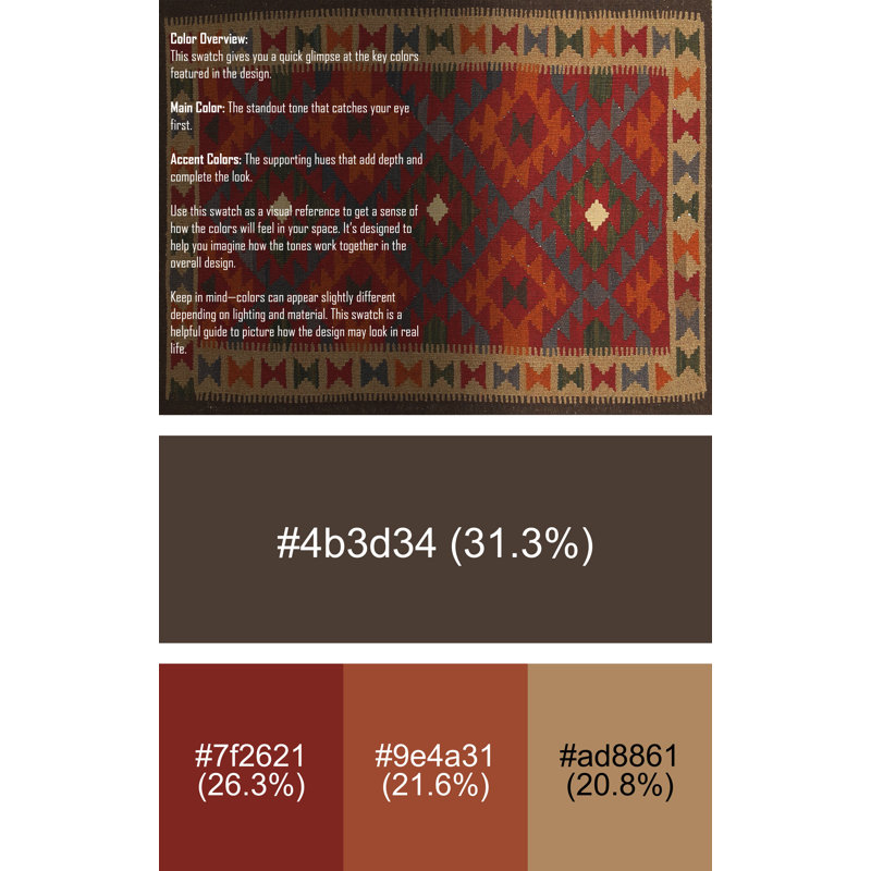 Tapis rouge / brun Southwestern, Rectangle 5 pi x 7 pi