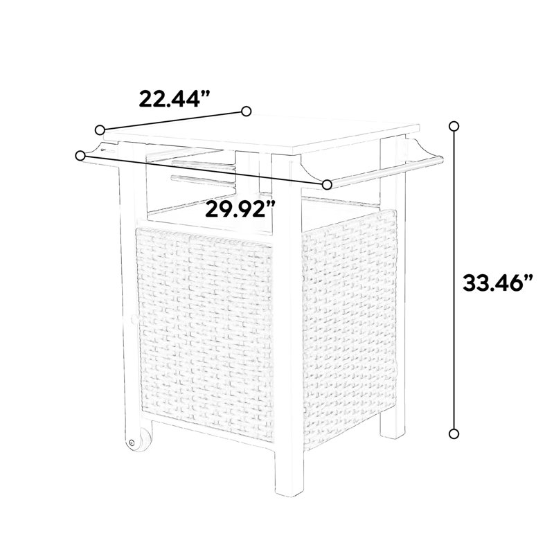 Chariot roulant extérieur brun: armoire de rangement avec plateau et armoire en acier inoxydable