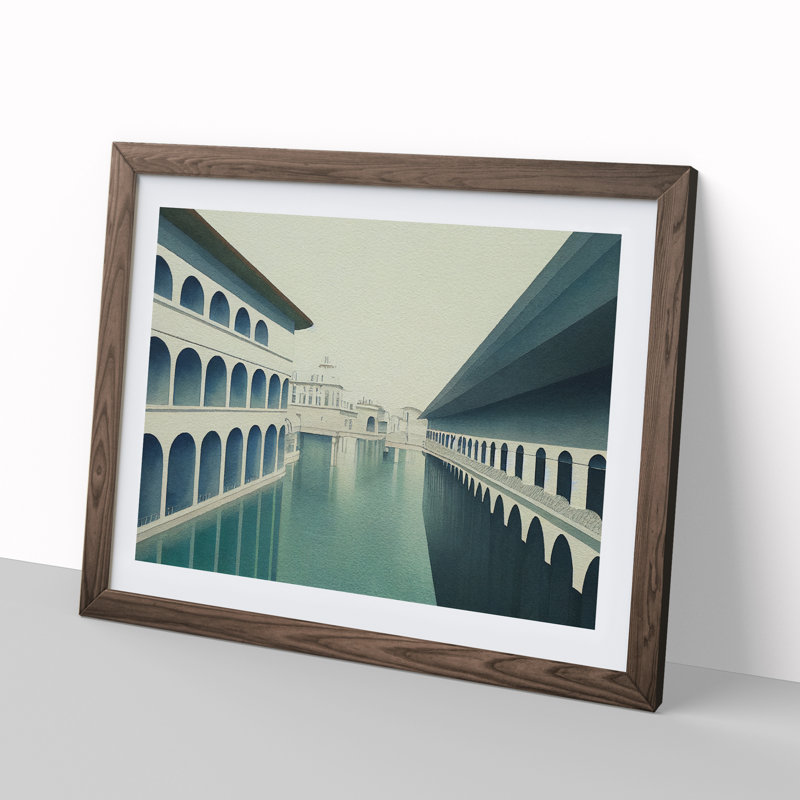 Canal Architecture - Single Picture Frame Print, Walnut, 34cm H x 46cm W x 2cm D