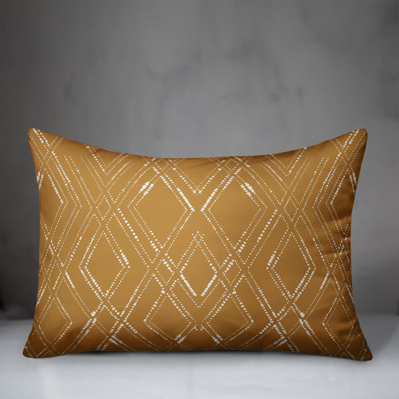  Coussin géométrique rectangulaire, Or / blanc