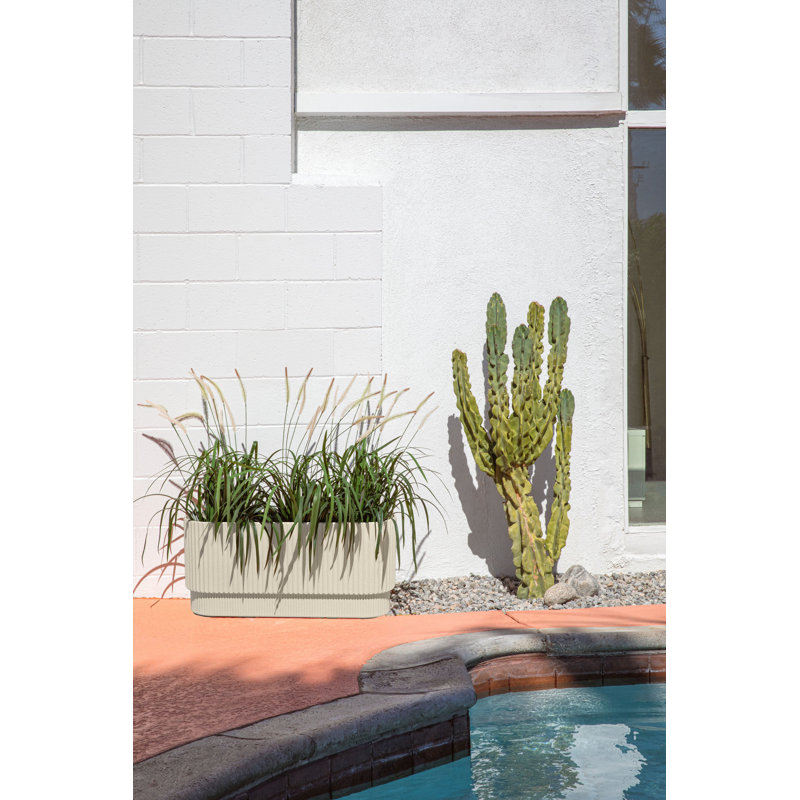 Sand 30" Concrete-Composite Fluted Long Planter