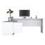 Bureau en L de 70 po de largeur avec une armoire et deux tablettes ouvertes Emery
