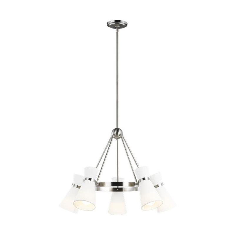Ayyaan 5 - Light Dimmable Wagon Wheel Chandelier, No, Brushed Nickel