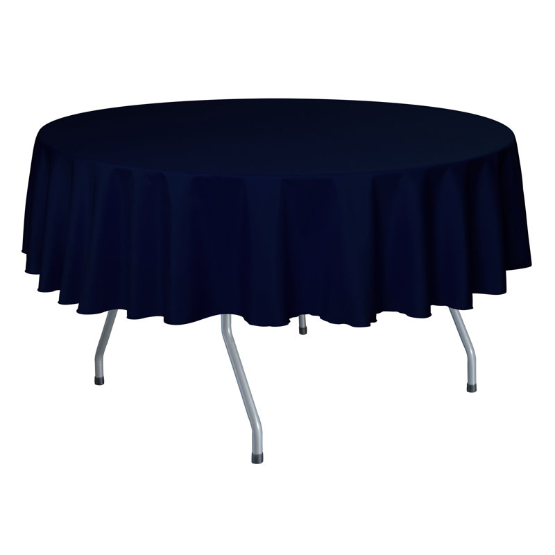 Ultimate Textile - Round Polyester Linen Tablecloth, 84" x 84", Deep Royal, 3