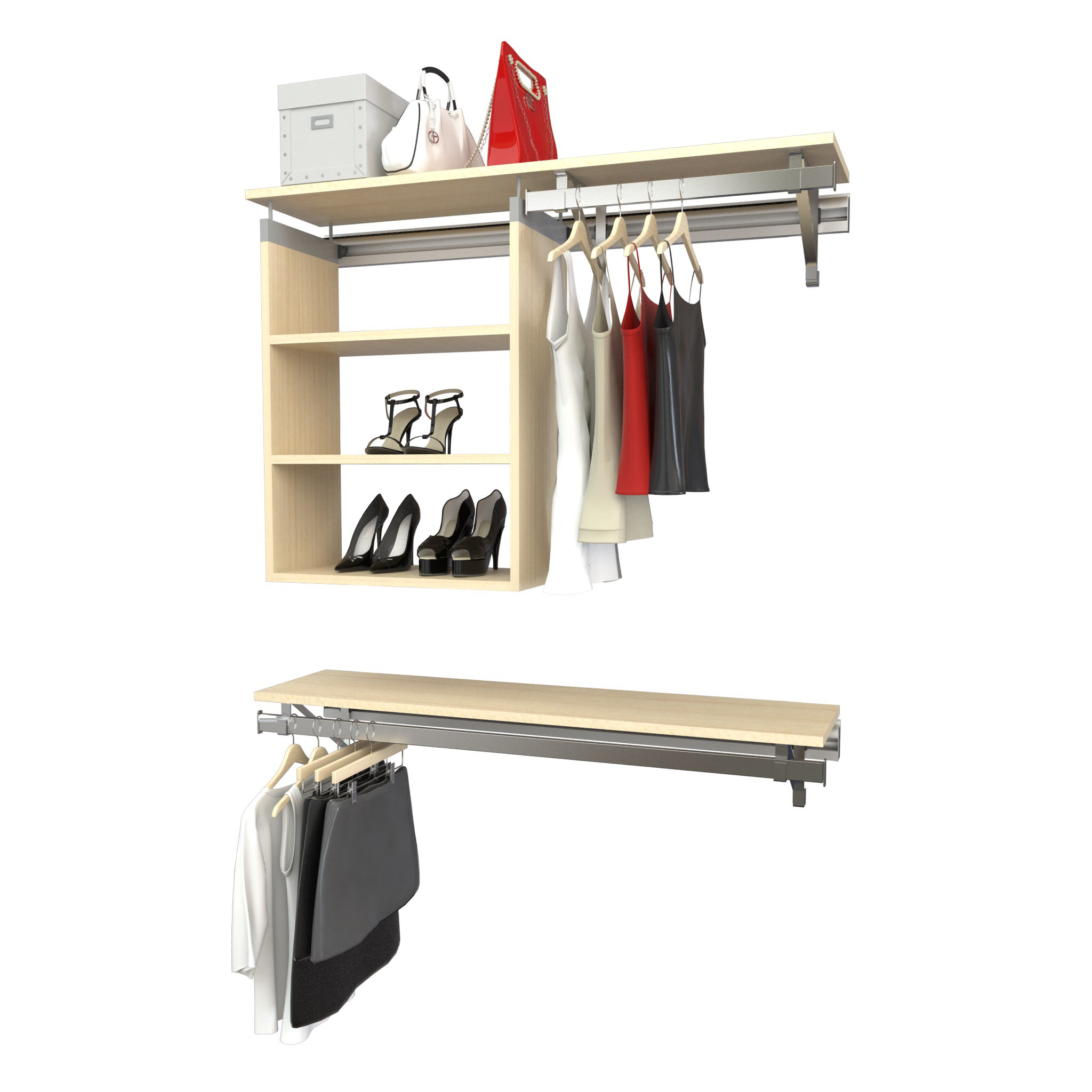 Arrange a Space Double Shelf-Hang Closet System with Adjustable 3 Shelf ...