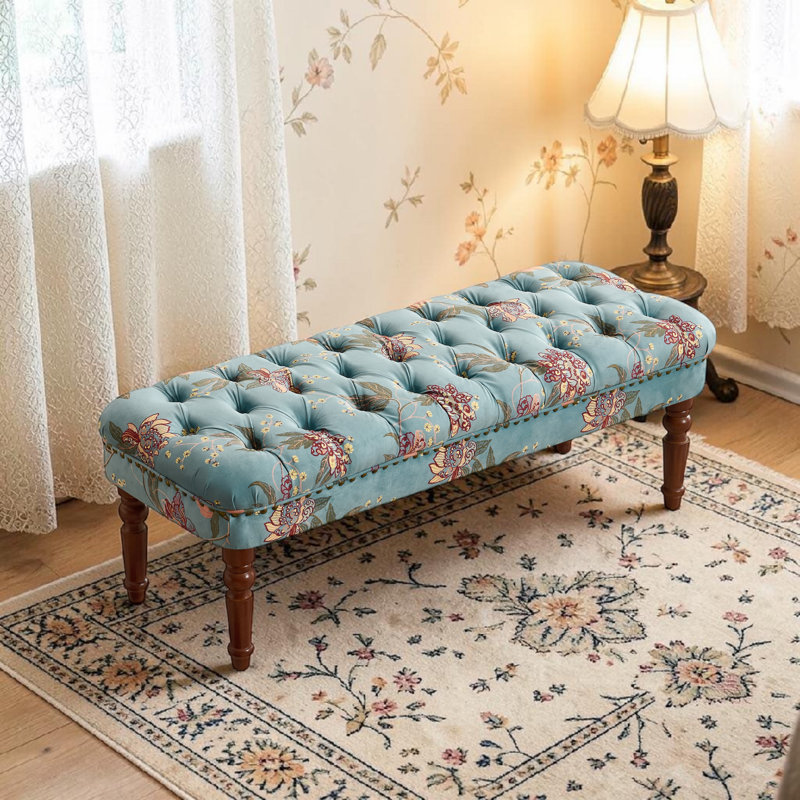 Banc capitonné l 47 po à motif floral