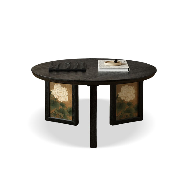 Table basse ronde en bois massif 31,5 po