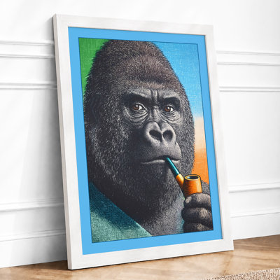 Gorilla Smoking Pop Art 1 Piece Single Picture Frame Wall Art