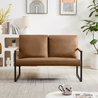 Modern Sofalounge, Living Room, Office Or The Reception Area Leathaire Accent Arm Chair With Extra Thick Padded Backrest And Seat Cushion Sofa Chairs,Non-Slip Adsorption Feet,Sturdy Metal Frame,Light Tan