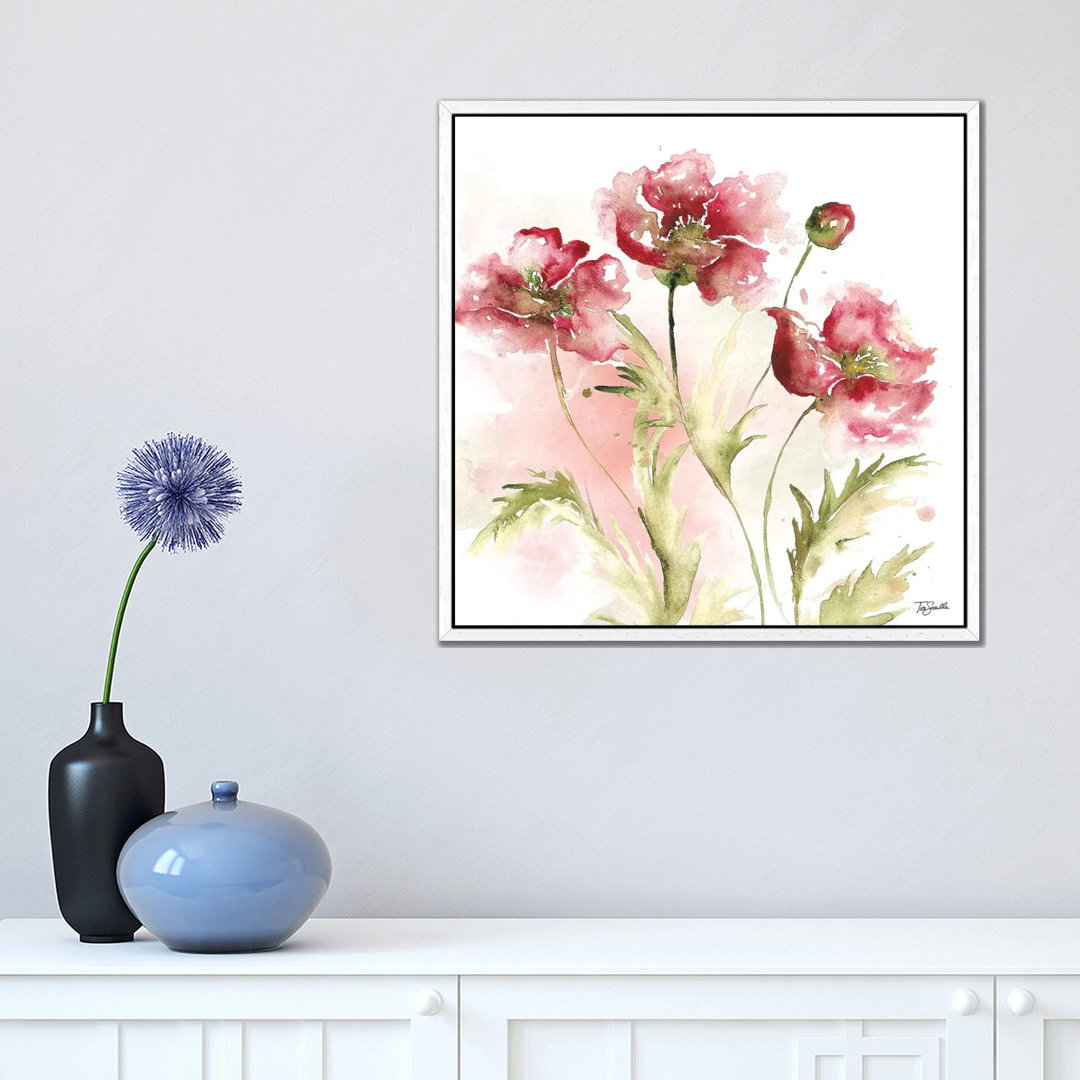 Blush Watercolour Poppy III - Painting on Canvas