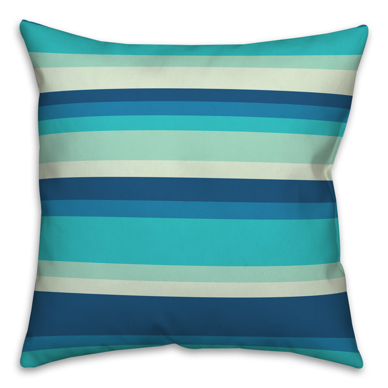  Coussin décoratif multi-rayures intérieur / extérieur, Polyester / Bourre en polyester, 16 po x 1 po