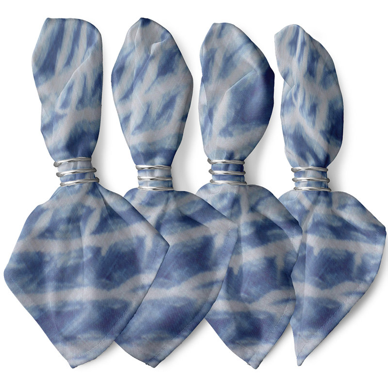 Abdulrazak Polyester Abstract Square Napkin, Blue