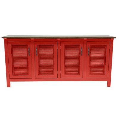 80" Modern Two Tone Solid Wood Sideboard Buffet with shutter doors
