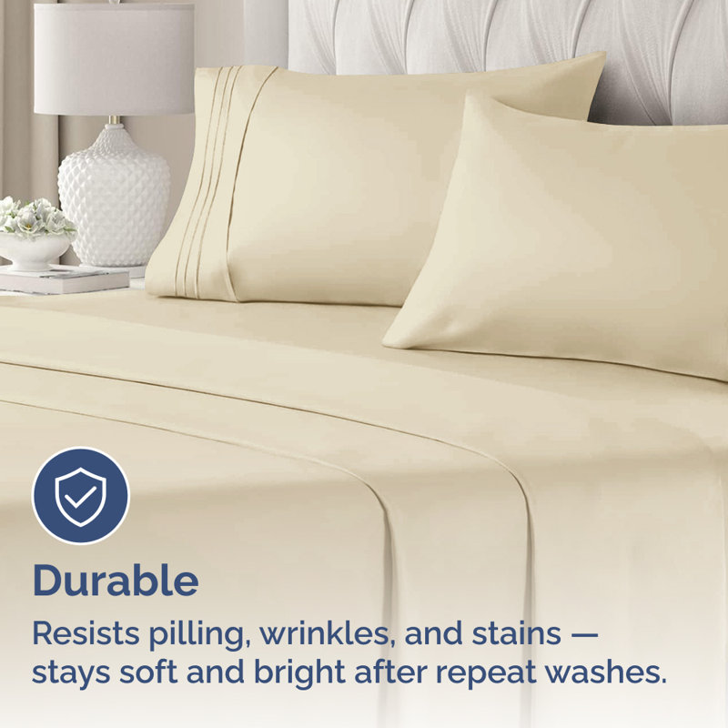 Microfiber Pillowcase Set of 2, Soft Double Brushed Pillow Covers, Breathable & Easy Care, Cream, King