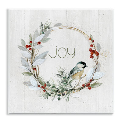 Simple Joy Winter Wreath Canvas Wall Art by Livi Finn