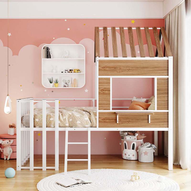 Lit plateforme en métal Liang, Blanc