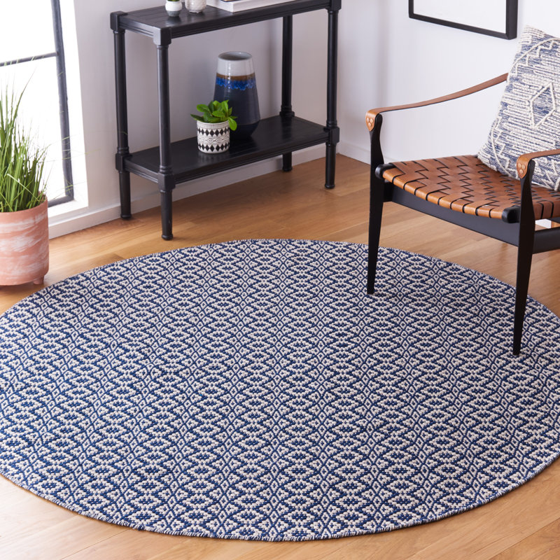 Masami Hand Woven Cotton Geometric Rug, Round 6'