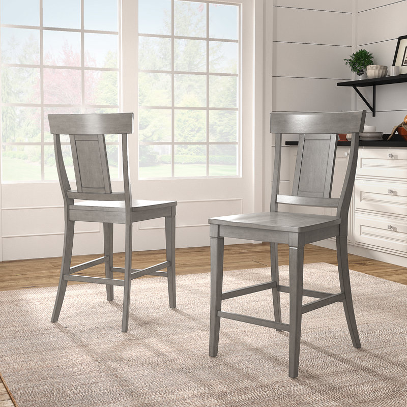Sloan Solid Wood Counter/Bar Stool, Antique Gray, Counter Stool (24.21" Seat Height)