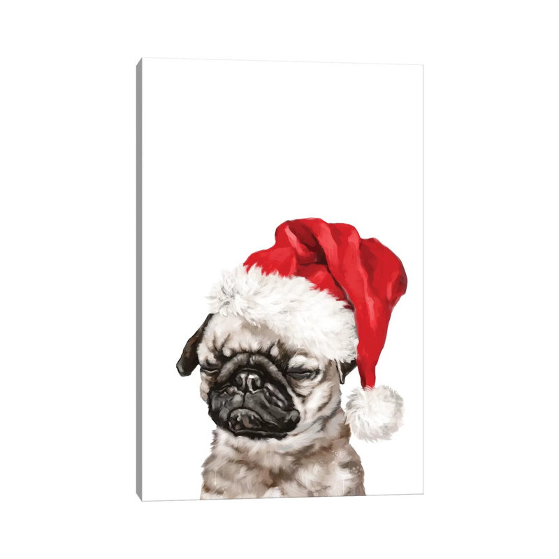 Christmas Meditation Pug 1 Piece Wrapped Canvas Wall Art, 20.32 cm H x 30.48 cm W