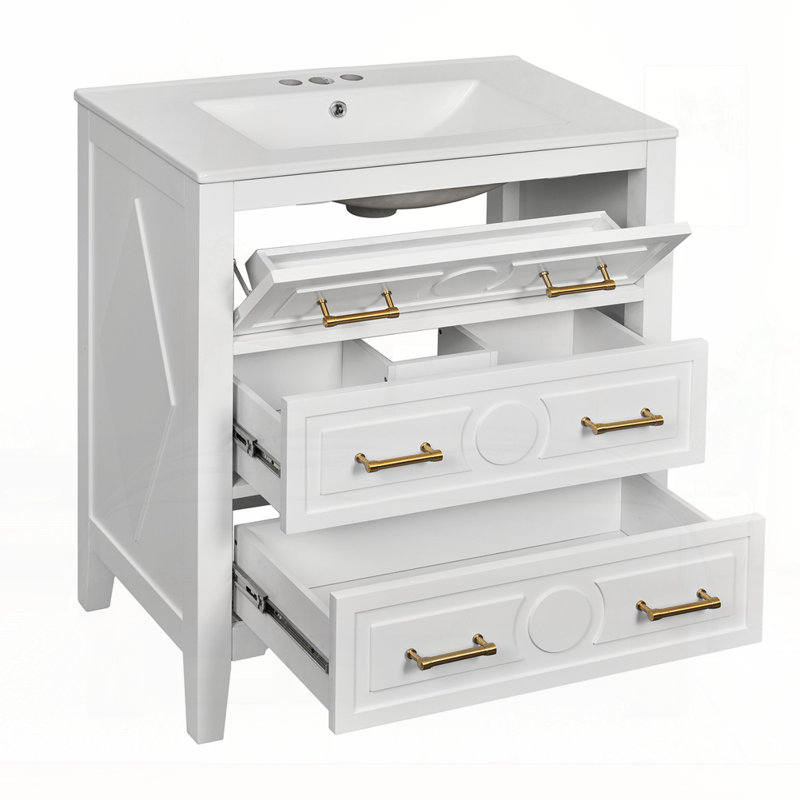 Meuble-lavabo 30 po avec lavabo en céramique, Blanc