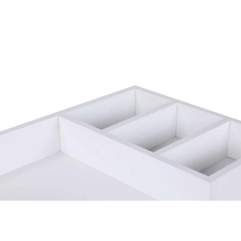 Modern Make-Up Table with Mirror, White & Black, 39.4 x 19.7 x 15.4 inches | 100% Melamine Coated Particle Board, Metal Legs | Numerous Shelves, Wall-Mountable | Stylish & Functional Design for Beauty Lovers