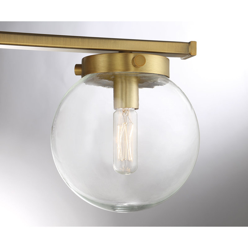 Luminaire de salle de bain à 3 lumières à intensité variable Finian en laiton naturel Finian, Transparent, Laiton naturel