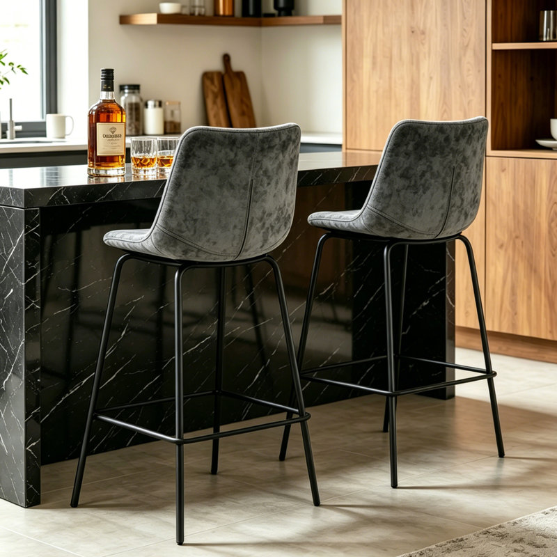 Tabouret de bar 24 po Bellino, Gris anthracite