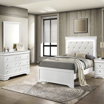 Elegant Harmony 4-Piece Bedroom Set With Storage-Optimized Design And Soft Upholstery
