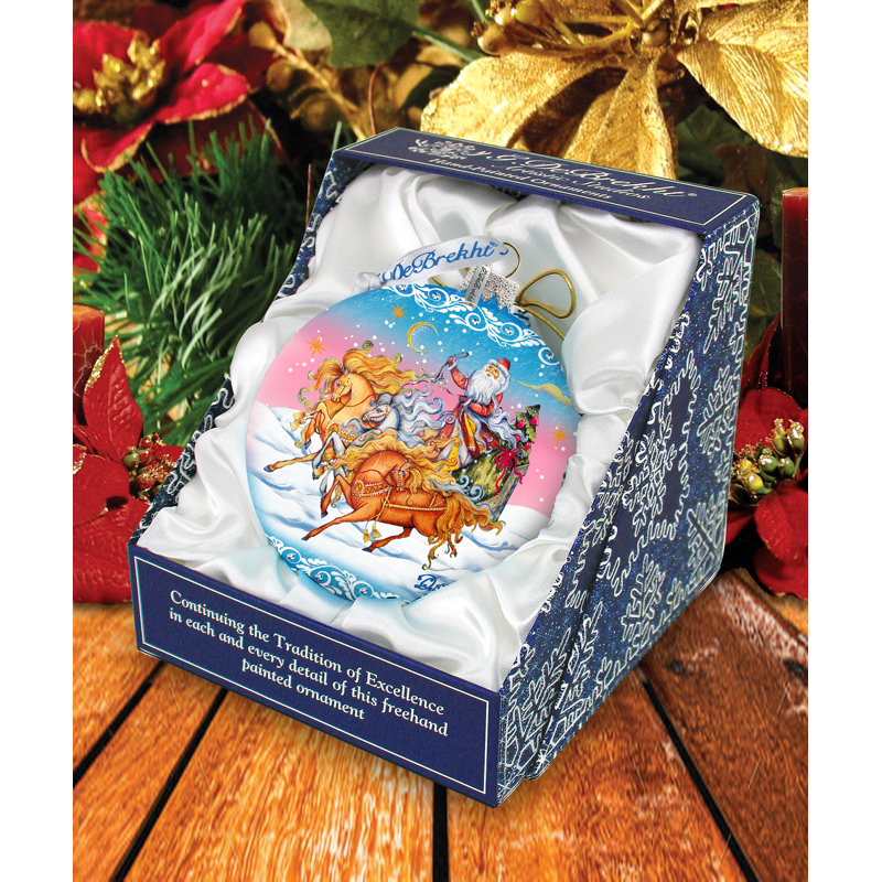 Holiday Splendor 5.5'' Handmade Glass Ball Ornament, Christmas 2, 5.5" H x 5" W x 5" D