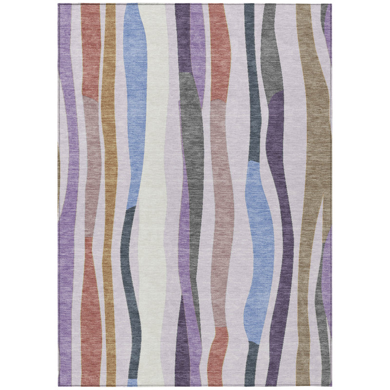 Machine Washable Indoor/Outdoor Husby ACN2188 Striped Rug, Rectangle 3' x 5'