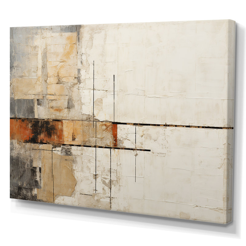 Abstrait collage brun beige sur route III - Collages abstraits, impression sur toile, H 16 po x l 32 po x P 1 po