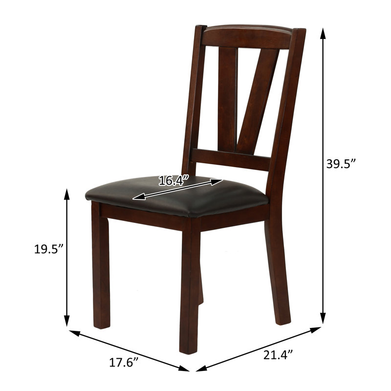 Chaise de salle à manger en similicuir noir et noyer