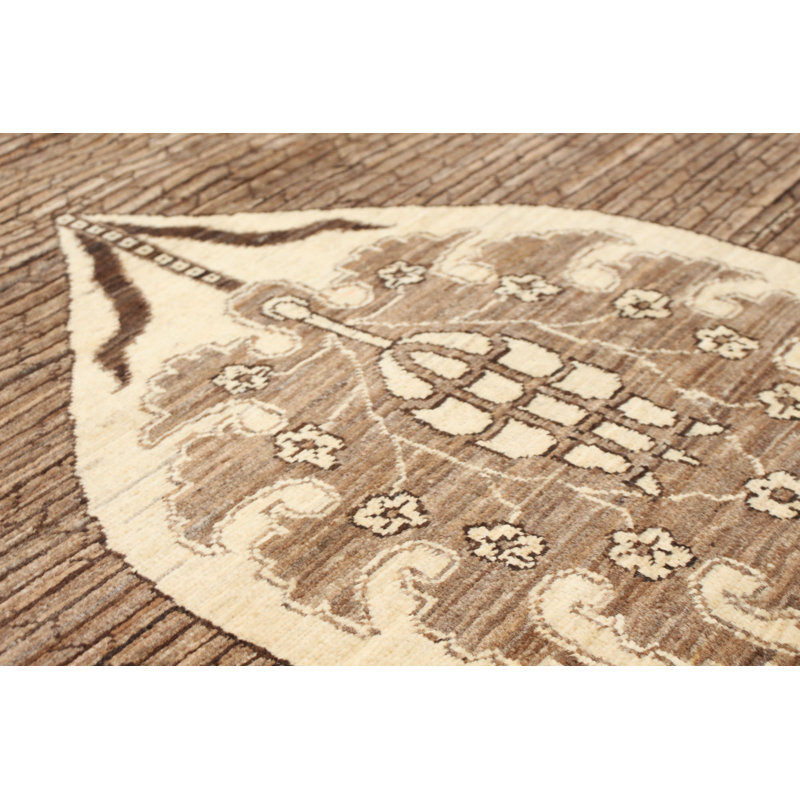 Tapis unique en laine noué à la main de style nouvel âge 18 / 20e de 8 pi 11 po x 11 pi 11 po brun pako